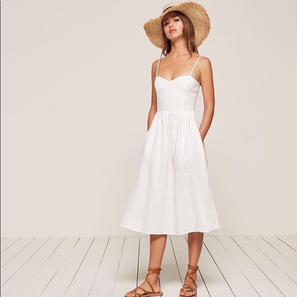 Reformation Dresses & Skirts - Reformation Olivia Linen Sweetheart Dress White